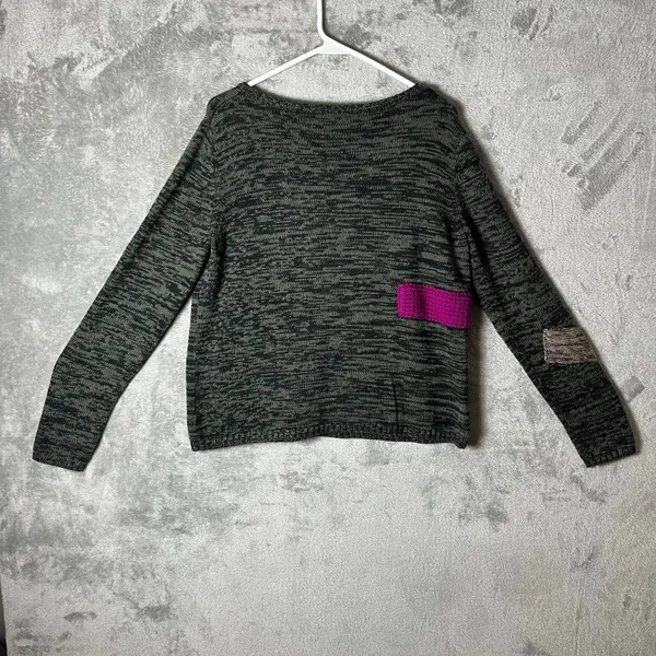 Lisa Todd Mixed Patchwork Knit Sweater Artsy Eclectic Boho Small Cotton Cashmere - Image 4