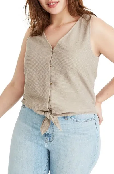 Madewell Texture & Thread Button Front Tie Tank - Image 5