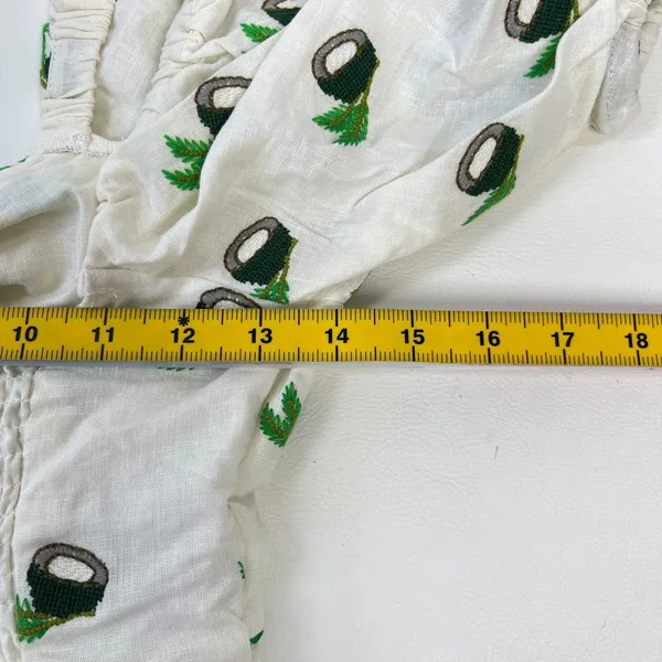 NWOT Farm Rio Linen Blend Cutout Tie Front Embroidered Tiered Midi Dress Size XS - Image 10
