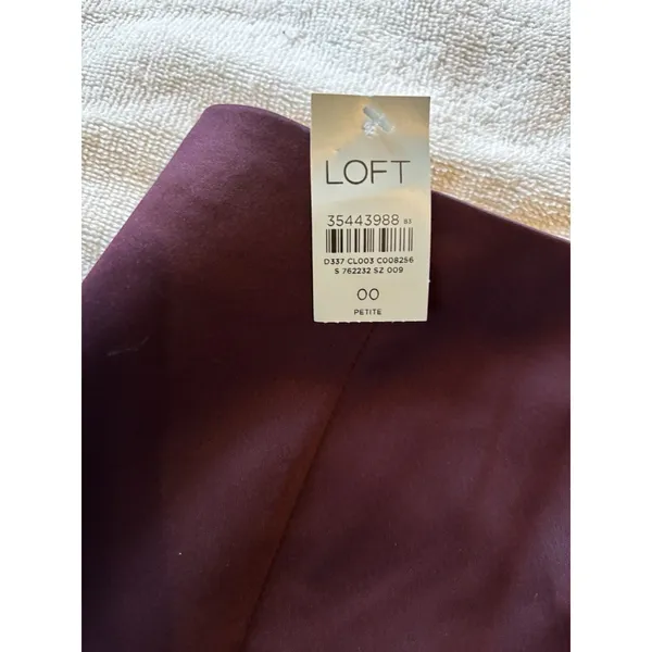LOFT Burgundy A-Line Short Skirt Zip Closure 00 Petite Solid Women's Skirt - Image 6