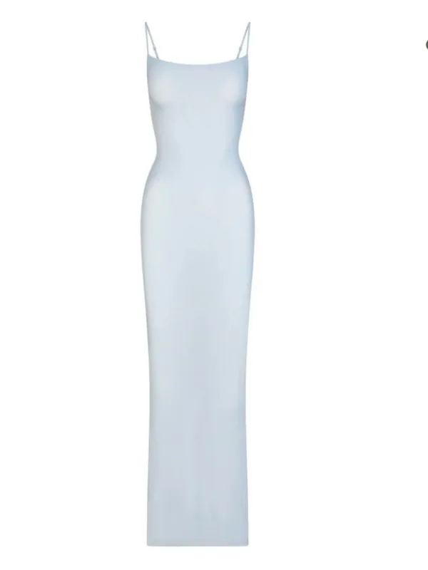 Skims SOFT LOUNGE LONG SLIP DRESS blue rare ribbed new spring maxi - Image 3