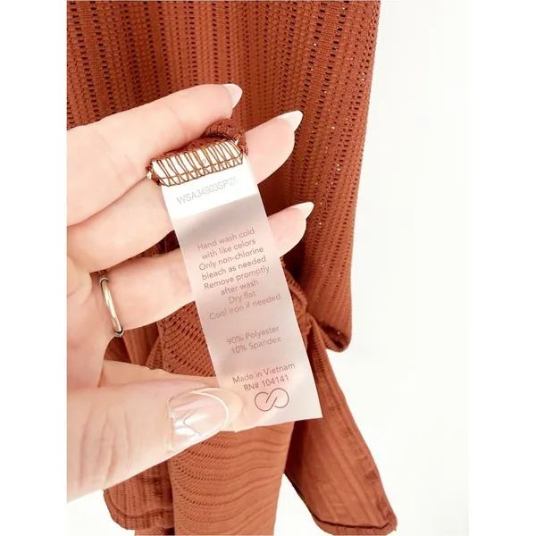 CALIA Perforated Bohemian‎ Bathing Suit Cover Up Dress Women's L Brown Boho - Image 6