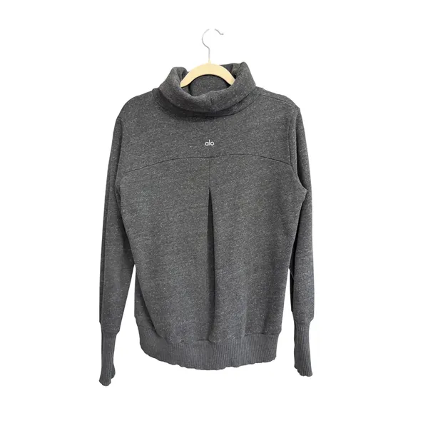 Alo Yoga Haze Pullover Sweatshirt Anthracite Heather Gray Cowl Neck Size M - Image 2