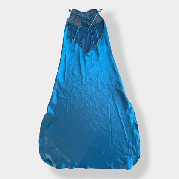 Victorias Secret Vintage‎ Gold label Long Blue Slip Dress Size M - Image 4