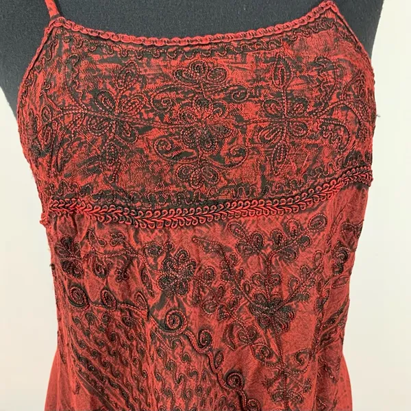Vintage Step In Style Red & Black Embroidered Dress - Image 6