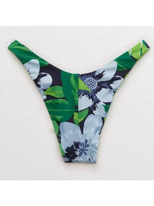 NWT Aerie Tropical Floral Super High Cut Cheekiest Bikini Bottom - Size: Large - Image 6