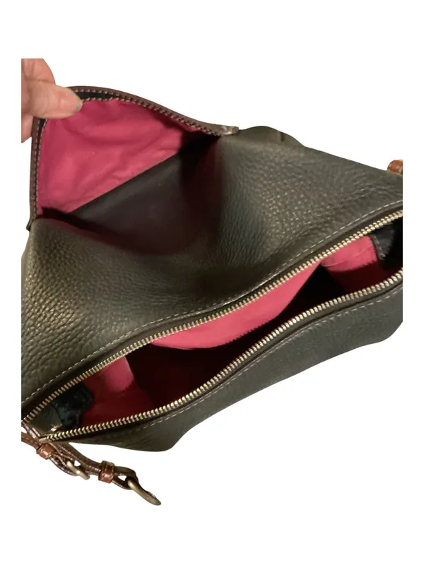 Coach Vintage Black Pebbled Leather Hobo Shoulder Bag Pink Lining #H05S-8E10 - Image 4