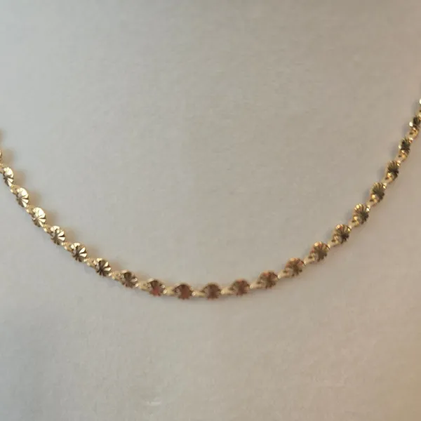 Necklace Women OS Diamond‎ Cut Disc Gold Stainless Steel NEW - Image 2