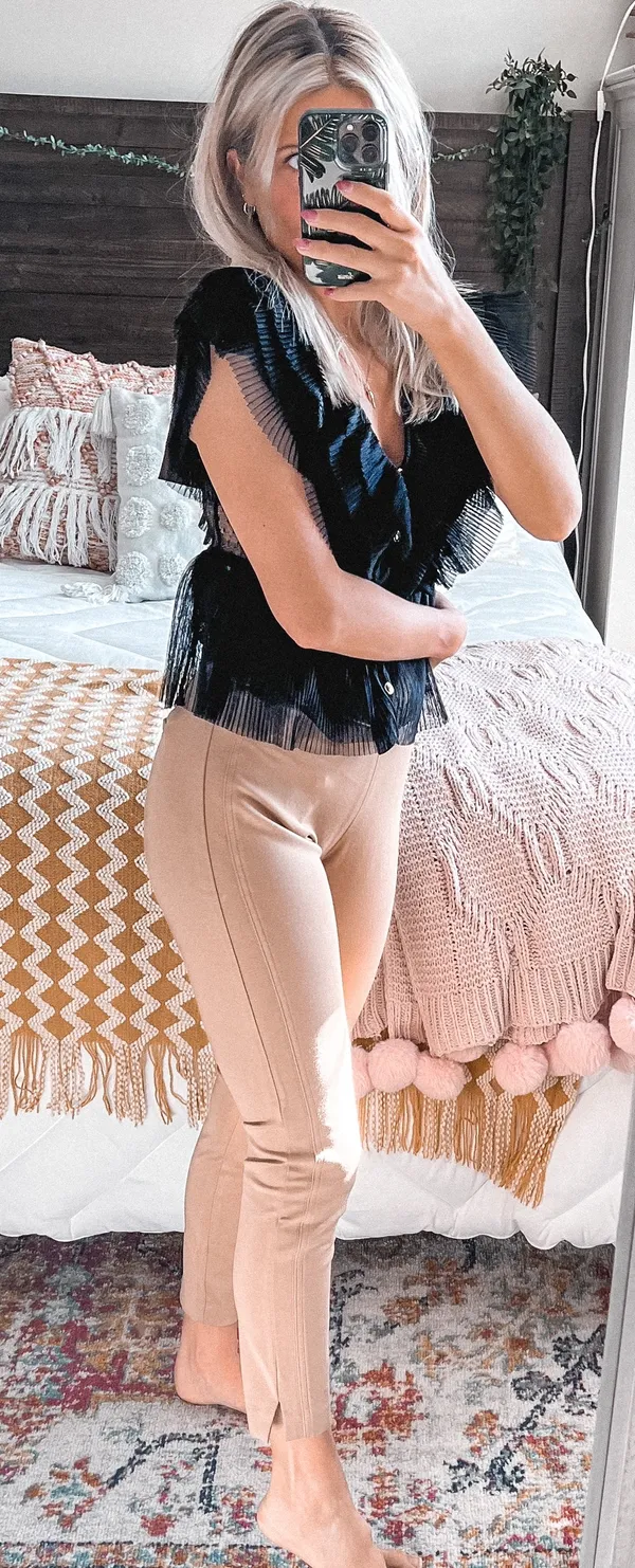 Express Tan Skinny Ankle High Rise Pants - Image 3