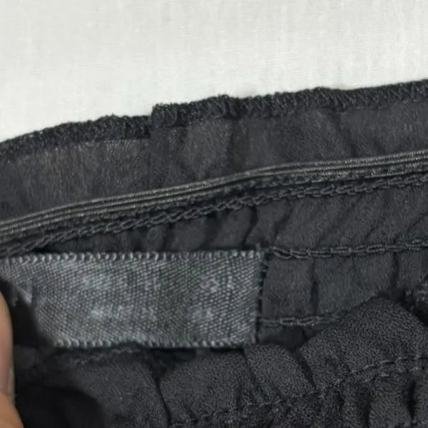 Smocked‎ Crop Top Black Square Neck Puff Sleeve Ruffle Trim Cottage Festival S - Image 7