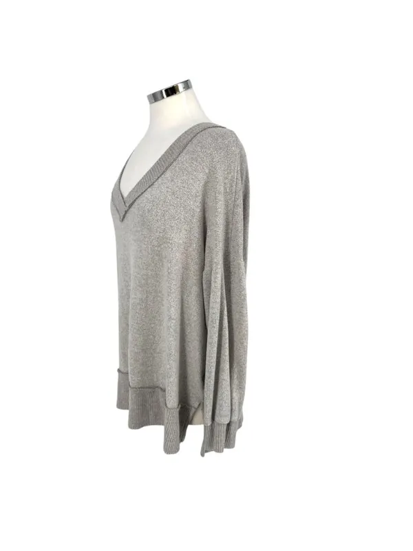 Altar'd State Gray Oversized V-Neck Knit Pullover Size Small Loungewear Cozycore - Image 5
