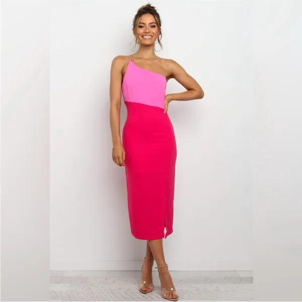 NWOT Petal & Pup Xiomar Pink midi over shoulder Dress sz 8 - Image 2
