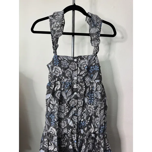 Summersalt Ruffle Oasis Dress Blue Black Floral Tiered Smocked Midi SM - Image 3