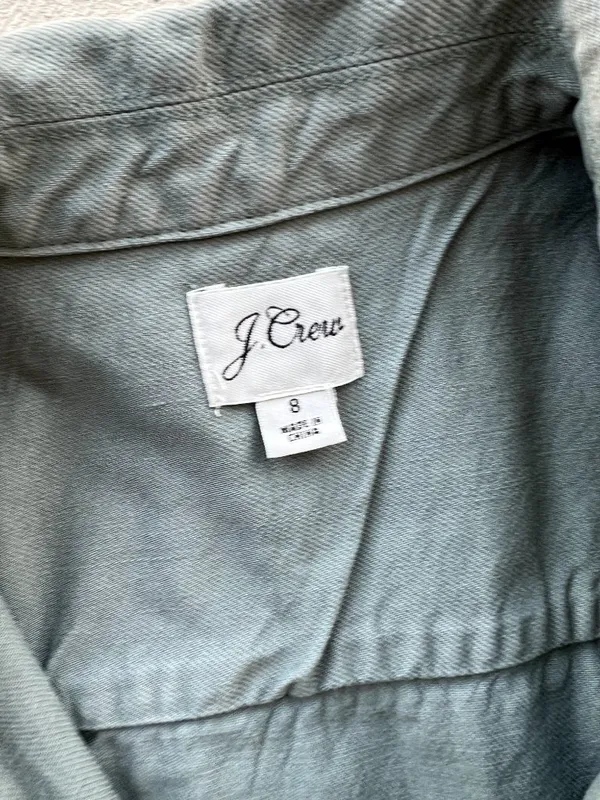 J.Crew Utility Shirt Dress‎ Size 8 Green Zip Front - Image 15