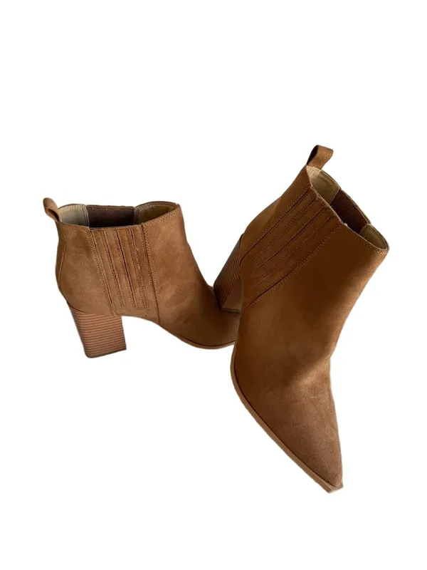 Women's Chestnut Block Heel Pointy Toe Ankle Boot Size 11 #B1644 - Image 6