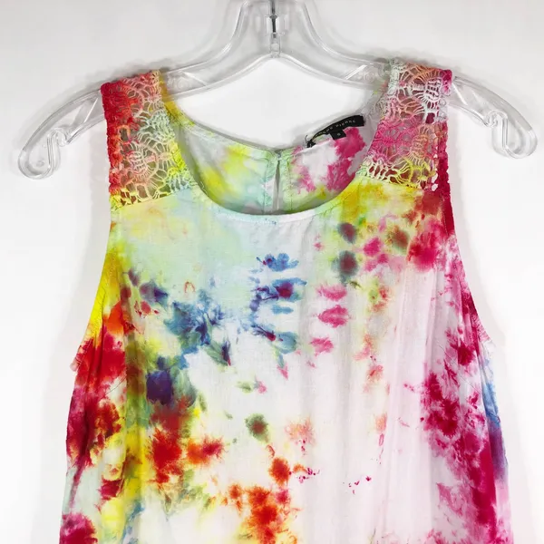 Galaxy Garden Jeanne Pierre Small Top Handmade Tie‎ Dye Pink Yellow Crochet 537 - Image 3
