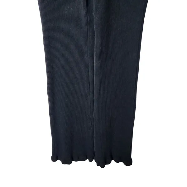 Free People Beach Black Knit Ribbed Casual Lounge Pull On Pants Size Small - Image 5