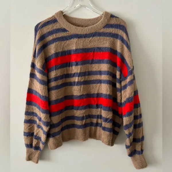 Aerie Striped Fuzzy Sweater Size Small - Image 2