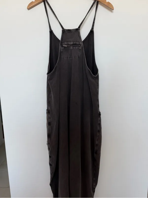 Free People Washed Black Spaghetti-Strap Jumpsuit - Image 7