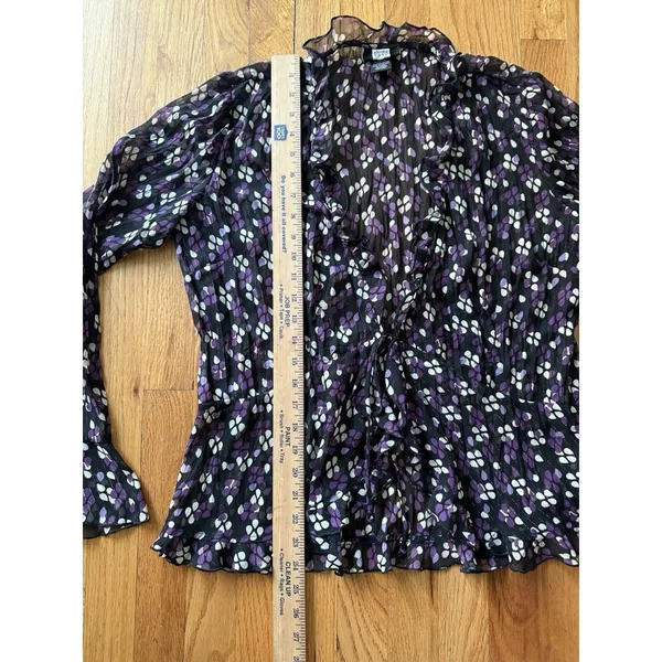 The Limited Vtg 90s Y2K Top M Whimsigoth‎ Flare Sleeve Fairy Grunge Babydoll Purple Black - Image 6