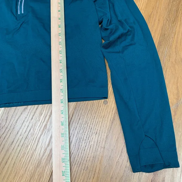 Hind‎ Running Womens Teal Quarter Zip Pullover Cropped Seamless Top Thumbholes - Image 4