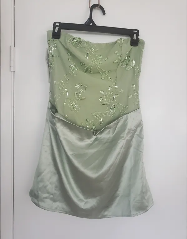 Princess Polly Mint Green Strapless Beaded Satin Mini Dress - Image 3