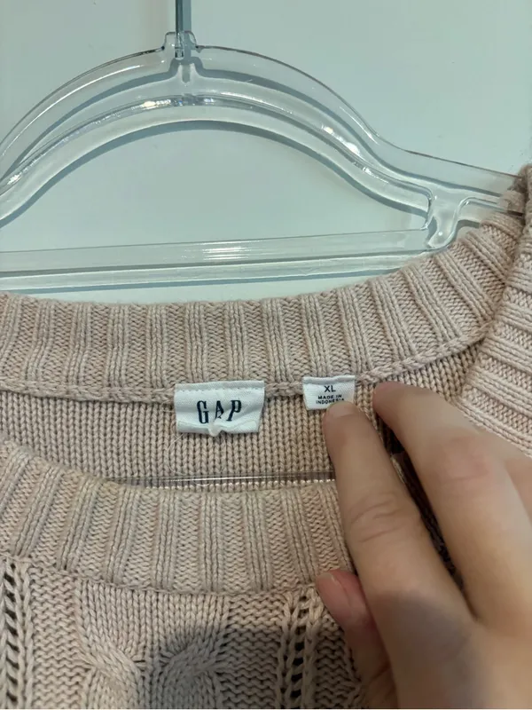 Gap cotton cable knit sweater blush pink XL - Image 4