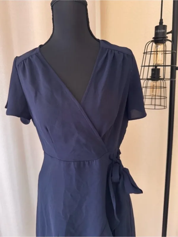 Altar’d State Navy Blue Wrap Dress M Flutter Sleeve Cocktail Party Dress - Image 4