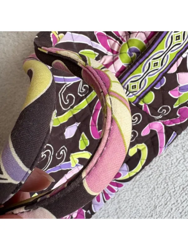 Vera Bradley Quilted Shoulder Bag Floral Brown Pink Purple Green Cotton Purse - Image 4
