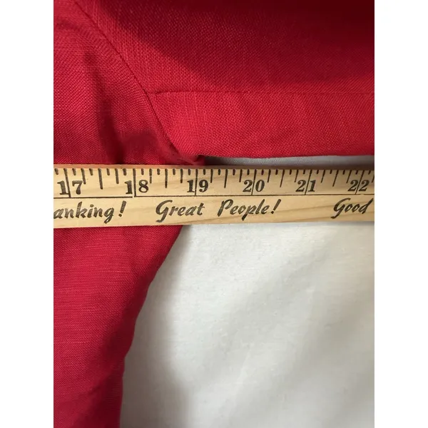 Red Cropped Linen Blazer Vintage JG Hook Jacket‎ Peter Pan Collar Retro NWT 8 - Image 4