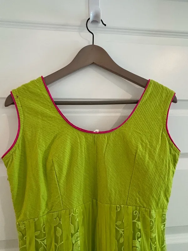 Indian Party Dress Partywear Lime Green Size M - Image 10