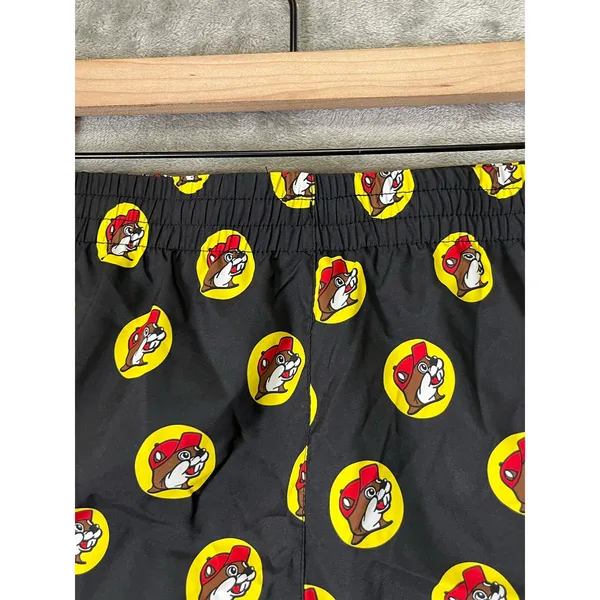 Bucees Black Logo Print Running Shorts Medium Athletic Dolphin Hem Novelty - Image 4