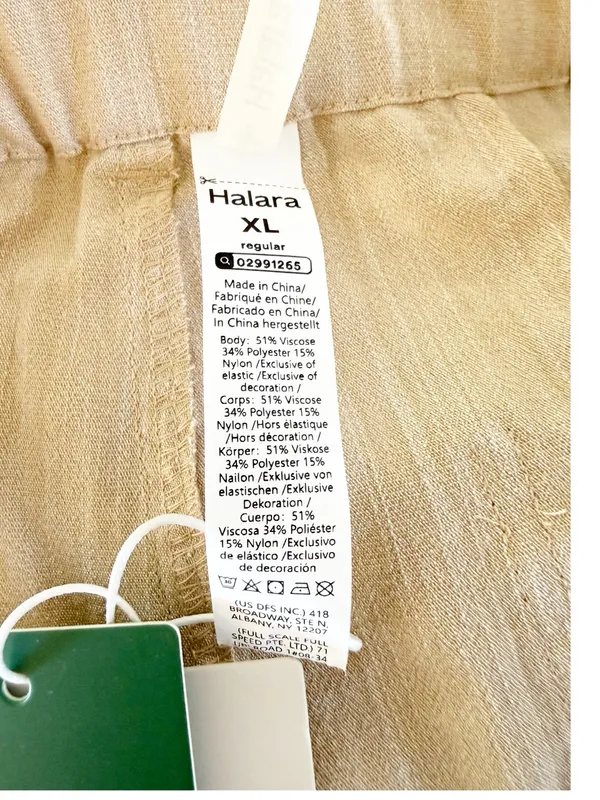 HALARA Lightweight Loose Fit Pants Beige Textured Size XL NEW - Image 4