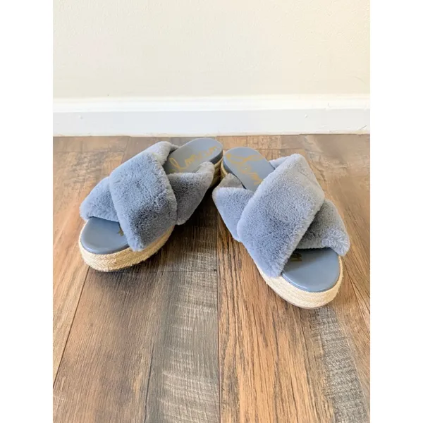 8.5 Sam edelman Zia Faux Fur espadrille wedge sandals mules coastal bohemian - Image 3