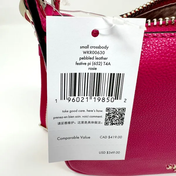 Kate Spade Rosie Small Crossbody Purse Festive Pink Leather wkr00630 - Image 5