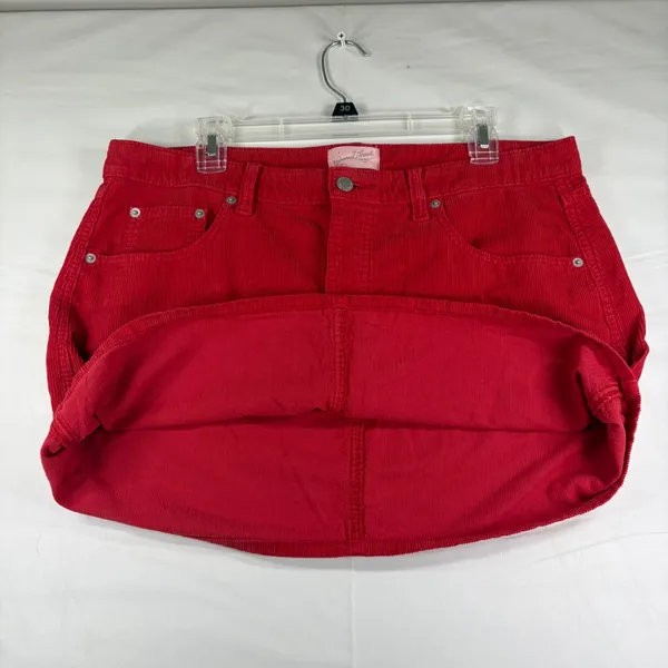 Universal Thread Womens Red‎ Corduroy Mini Skirt Size 12 Cotton 5-Pocket Classic - Image 6