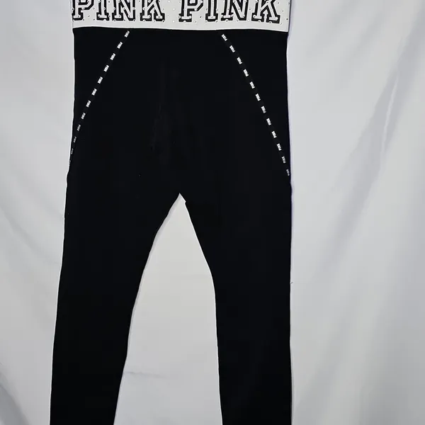 PINK Victoria's Secret Yoga Pull On Rhinestone Workout Leggings Sz LARGE - Image 6