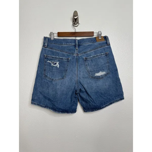 American Eagle 90s Boyfriend Bermuda Distressed Denim Shorts Blue Women‎ Size 10 - Image 2