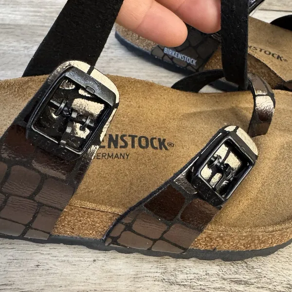 Birkenstock Mayari Microfiber Gator Gleam Copper Sandal Women Size 8 New - Image 9