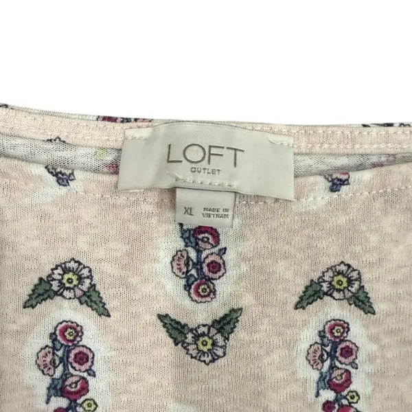 Loft All Over Floral Ruffle Sleeve Blouse in Pink, Size XL​ - Image 2