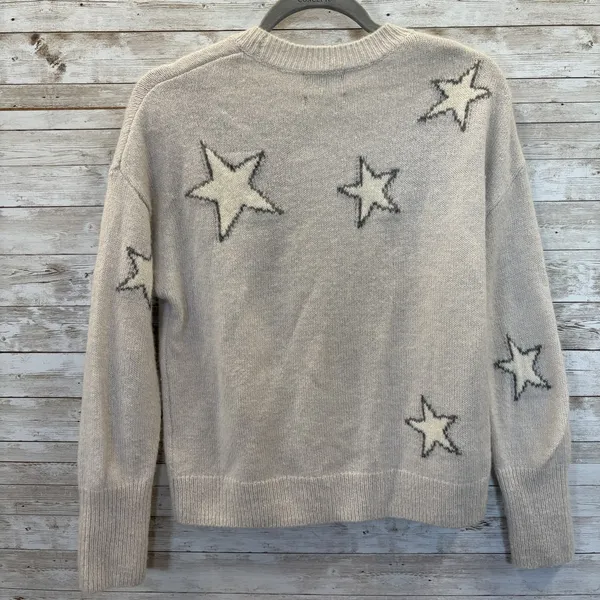 Rails Womens XS Sweater Cashmere Blend Virgo Gray White Stars Drop Shoulder - Image 4
