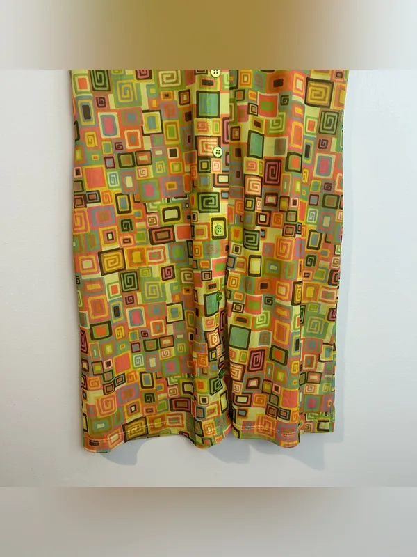 NWT Raggesd Priest Colorful Retro Square Button Down Mesh Shirt Mini Dress 12 - Image 4
