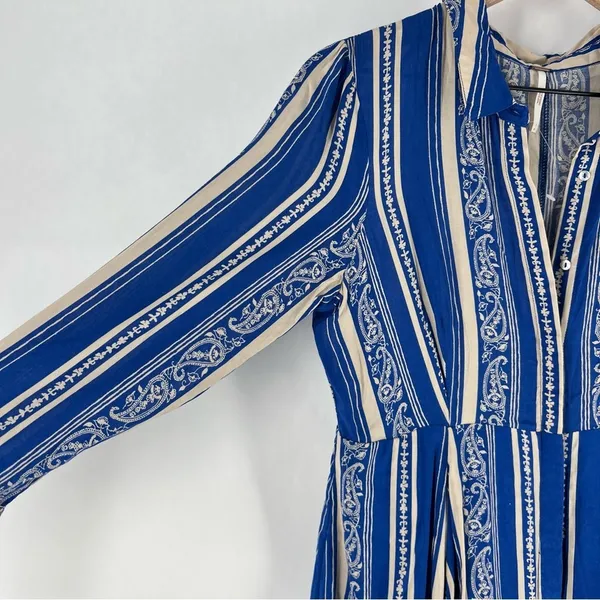 Free People‎ After The Storm Maxi Dress Button Front Paisley 3/4 Sleeve Boho - Image 13