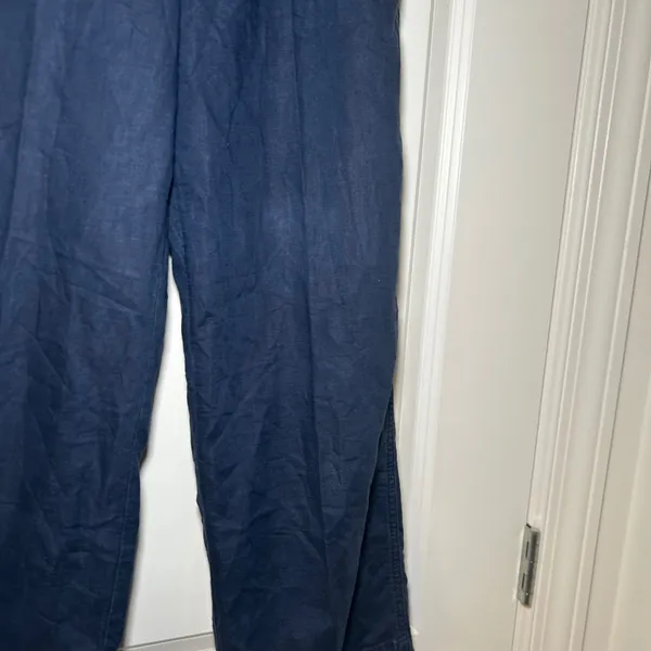 Gap Navy Blue Linen Blend Wide Leg Smocked Waist Drawstring Pants Womens Size 0 - Image 3