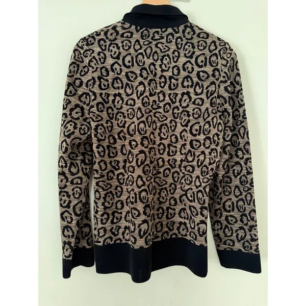 Exclusively Misook Animal Print‎ Leopard Sweater Cardican M Acrylic Travel Zip - Image 3