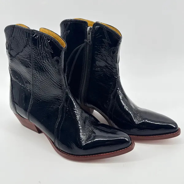 NEW IN‎ BOX Free People New Frontier Western Boot Black Patent Leather Size 40 - Image 5