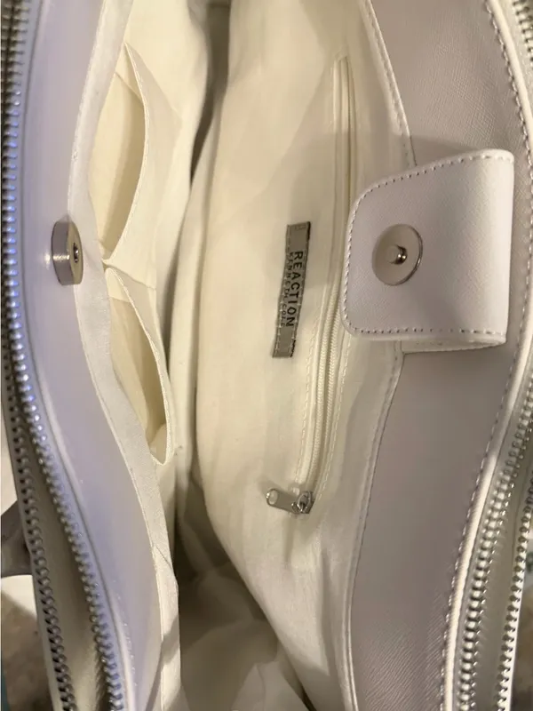 Kenneth Cole White Floral Flower Satchel Purse - Image 3