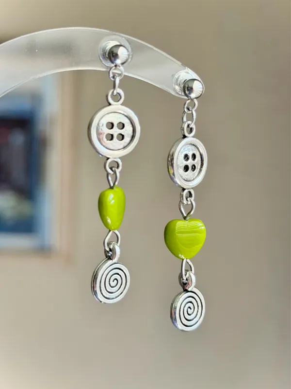 Handmade retro fairy boho funky style dangle earrings🌀💛 - Image 3