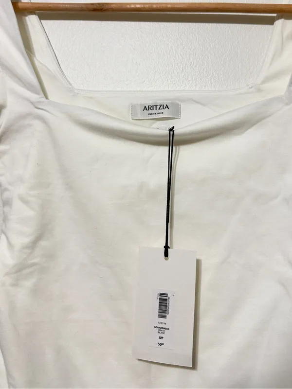 NWT Aritzia Contour Bodysuit Size Small White Square neck NEW - Image 3