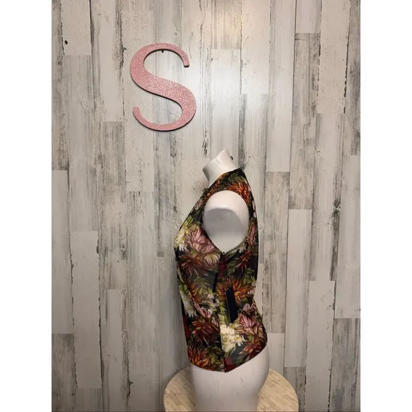 Rachel Roy Floral Mesh Sleeveless Wrap Top Size Small - Image 6